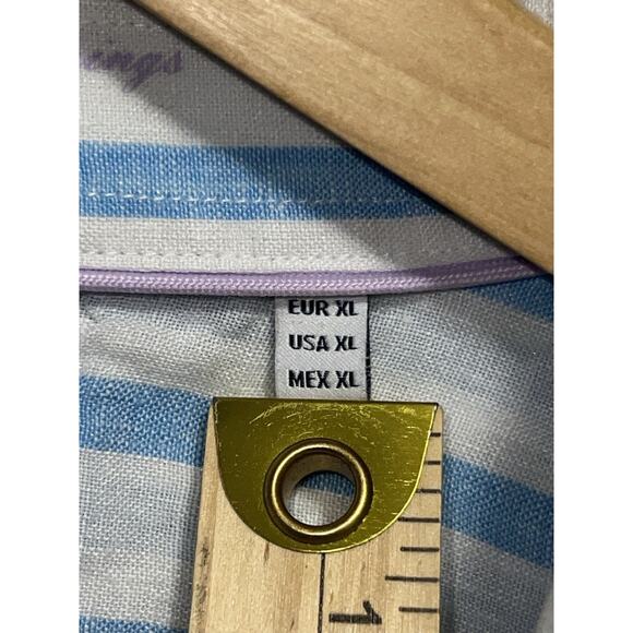 Porter & Ash 100% Linen Shirt Men’s XL Long Sleeve White Blue Coastal Striped - Picture 4 of 7